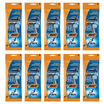 10x 4pc BIC 3-Flex Men's Disposable Shaving Razor Closer & Softer Triple-Blade