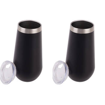 2PK Oasis Stainless Steel Insulated Champagne Flute Double Walled 180ml Onyx