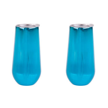 2PK Oasis Stainless Steel Insulated Champagne Flute Double Walled 180ml Sapphire