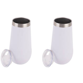 2PK Oasis Stainless Steel Insulated Champagne Flute Double Walled 180ml White