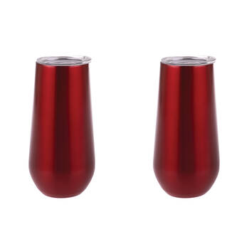 2PK Oasis Stainless Steel Insulated Champagne Flute Double Walled 180ml Ruby