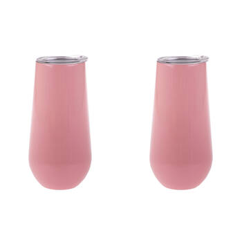 2PK Oasis Stainless Steel Insulated Champagne Flute Double Walled 180ml Soft Pink