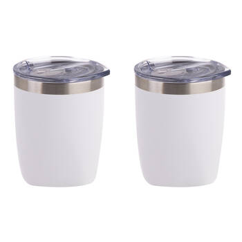 2PK Oasis Stainless Steel Double Wall Insulated Old Fashion Tumbler 300ml White