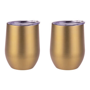 2PK Oasis Stainless Steel Insulated Wine Tumbler Double Walled 330ml Champagne Gold