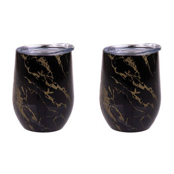 2PK Oasis Stainless Steel Insulated Wine Tumbler Double Walled 330ml Gold Onyx