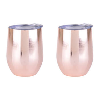 2PK Oasis Stainless Steel Insulated Wine Tumbler Double Walled 330ml Gold