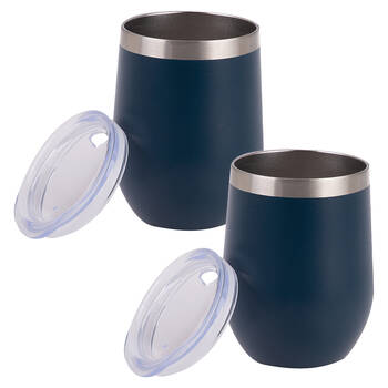 2PK Oasis Stainless Steel Insulated Wine Tumbler Double Walled 330ml Matte Navy
