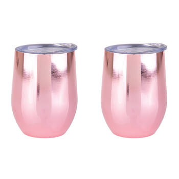 2PK Oasis Stainless Steel Insulated Wine Tumbler Double Walled 330ml Rose Gold