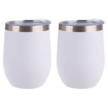 2PK Oasis Stainless Steel Insulated Wine Tumbler Double Walled 330ml White Marble