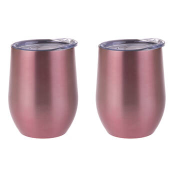 2PK Oasis Stainless Steel Insulated Wine Tumbler Double Walled 330ml Rose
