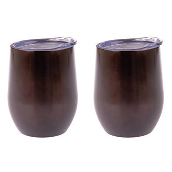 2PK Oasis Stainless Steel Insulated Wine Tumbler Double Walled 330ml Smoke