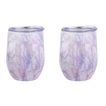 2PK Oasis Stainless Steel Insulated Wine Tumbler Double Walled 330ml Silver Quartz