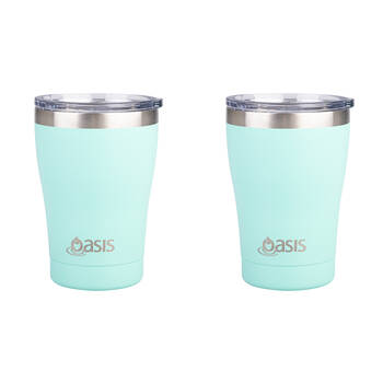 2PK Oasis Stainless Steel Insulated Travel Cup Double Walled 350ml Mint