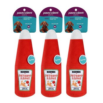 3PK Paws & Claws 20x8cm  Plush Tomato Sauce Bottle