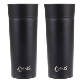 2PK Oasis Stainless Steel Insulated Travel Mug Double Walled 360ml Black