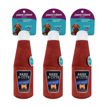 3PK Paws & Claws 20x8cm Plush BBQ Sauce Bottle