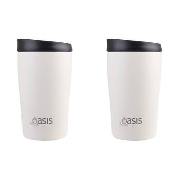 2PK Oasis Stainless Steel Insulated Travel Cup Double Walled 380ml Alabaster