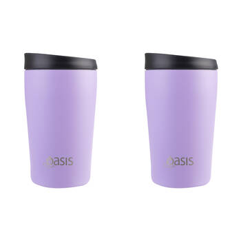 2PK Oasis Stainless Steel Insulated Travel Cup Double Walled 380ml Lavender