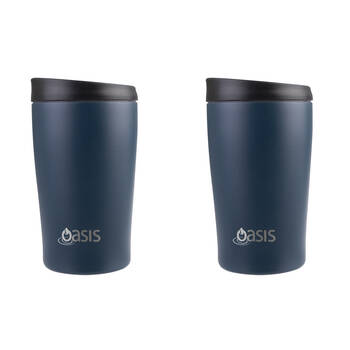 2PK Oasis Stainless Steel Insulated Travel Cup Double Walled 380ml Navy