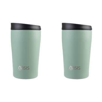 2PK Oasis Stainless Steel Insulated Travel Cup Double Walled 380ml Sage Green