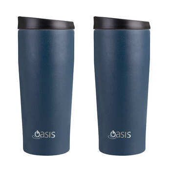 2PK Oasis Stainless Steel Insulated Travel Mug Double Walled 600ml Navy