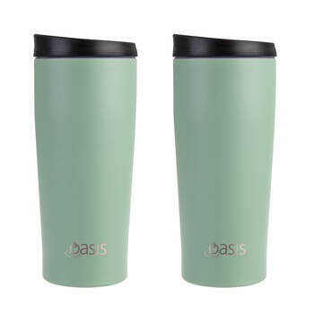 2PK Oasis Stainless Steel Insulated Travel Mug Double Walled 600ml Sage Green