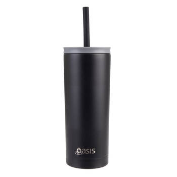 Oasis Super Sipper Stainless Steel Insulated Tumbler w/ Straw 600ml Black