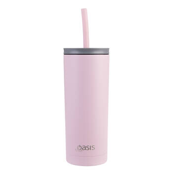 Oasis Super Sipper Stainless Steel Insulated Tumbler w/ Straw 600ml Carnation