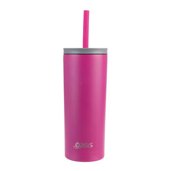 Oasis Super Sipper Stainless Steel Insulated Tumbler w/ Straw 600ml Fuchsia