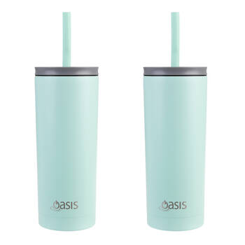 2PK Oasis Super Sipper Stainless Steel Insulated Tumbler w/ Straw 600ml Mint