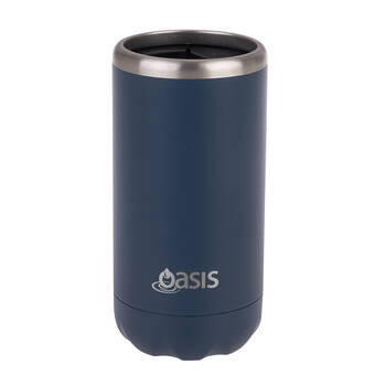 Oasis Stainless Steel Insulated Cooler Can Double Walled 330ml Navy