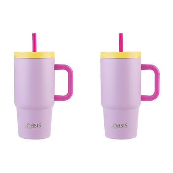 2PK Oasis Stainless Steel Insulated Jnr Commuter Travel Tumbler 700ml Bubblegum Pink