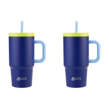 2PK Oasis Stainless Steel Insulated Jnr Commuter Travel Tumbler 700ml Peacock Blue