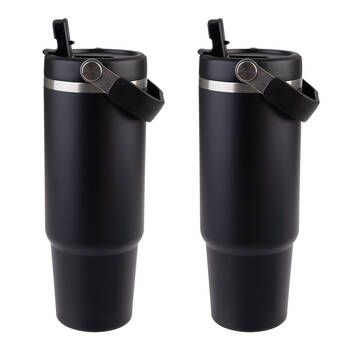 2PK Oasis Stainless Steel Double Wall Insulated Voyager Carry Tumbler 900ml Black