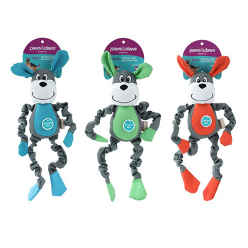 3PK Paws & Claws Stretchy Leg Pup Plush Toy 40X15X8cm