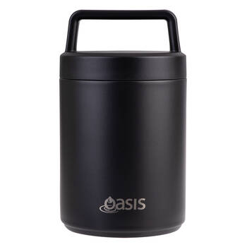 Oasis Stainless Steel Double Wall Insulated Food Flask w/ Handle 480ml Black