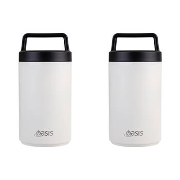 2PK Oasis Stainless Steel Double Wall Insulated Food Flask w/ Handle 700ml Alabaster