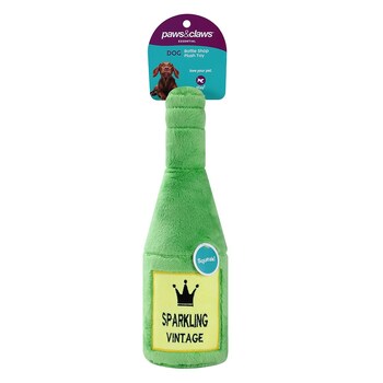 2PK Paws & Claws Bottle Shop Sparkling Plush Dog/Pet Toy 31x10cm