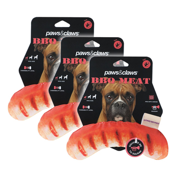 3PK Paws & Claws Feed Me BBQ Oxford Pet/Dog Toy Sausage 20x5cm