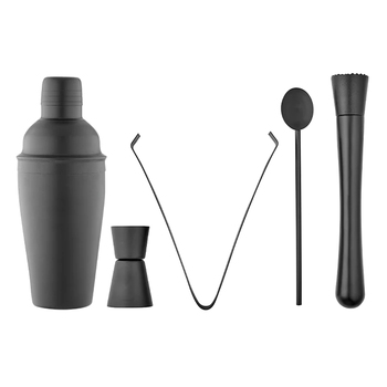 5pc Tempa Aurora Matte Black Cocktail Set
