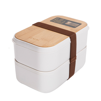 Tempa Bento Lunch Box Double White w/Cutlery
