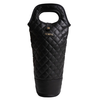 Tempa Quilted Black Insulated Single Wine Bag