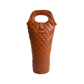 Tempa Quilted Brown Insulated Single Wine Carry Bag