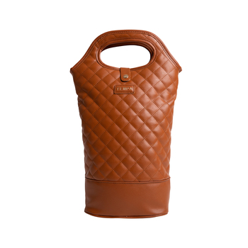 Tempa Quilted Brown Insulated Double Wine Carry Bag