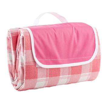 Delilah Gingham 150cm Foldable Picnic Blanket - Pink