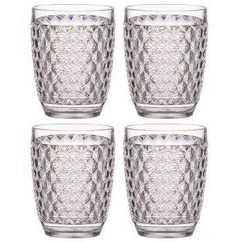 4PK Tate Geometric 350ml Acrylic Tumbler Drinking Water/Juice Cup Set - Clear