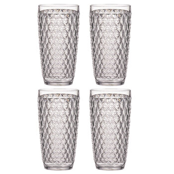 4PK Tate Geometric 450ml Highball Acrylic Tumbler Drinking Cup - Clear