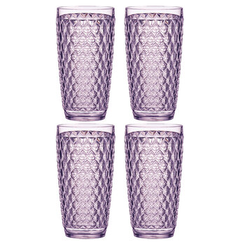 4PK Tate Geometric 450ml Highball Acrylic Tumbler Drinking Cup - Lilac