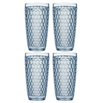 4PK Tate Geometric 450ml Highball Acrylic Tumbler Drinking Cup - Sky