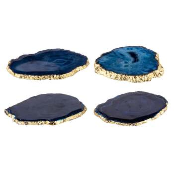 4PK Allira 10cm Agate Coaster Set Tableware - Sapphire